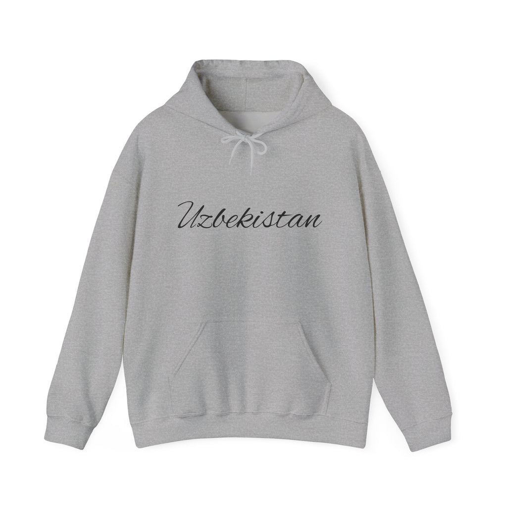 Uzbekistan Script Hoodie — Traditional Central Asian Pattern on Back