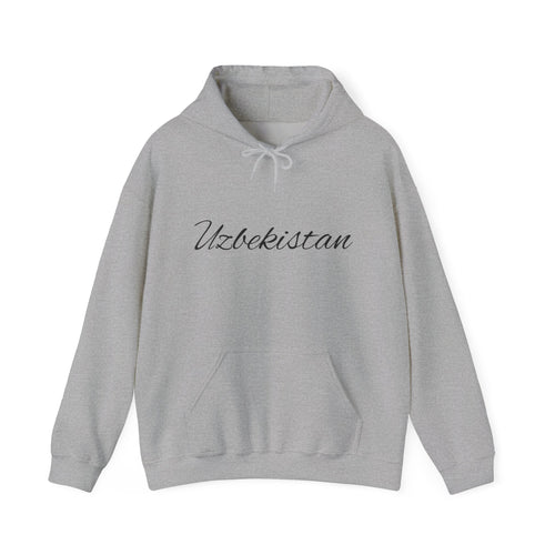 Uzbekistan Script Hoodie — Traditional Central Asian Pattern on Back
