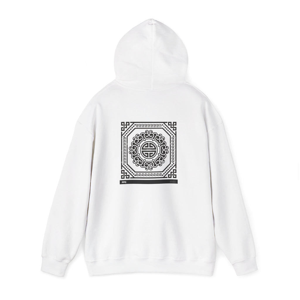 Uzbekistan Script Hoodie — Traditional Central Asian Pattern on Back