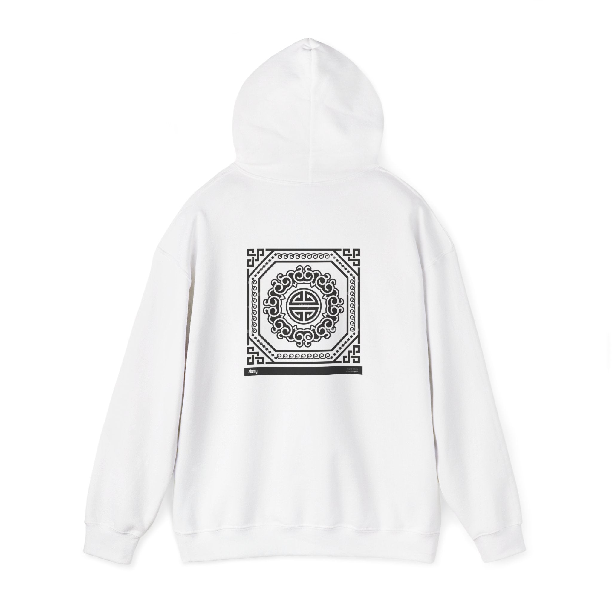 Uzbekistan Script Hoodie — Traditional Central Asian Pattern on Back