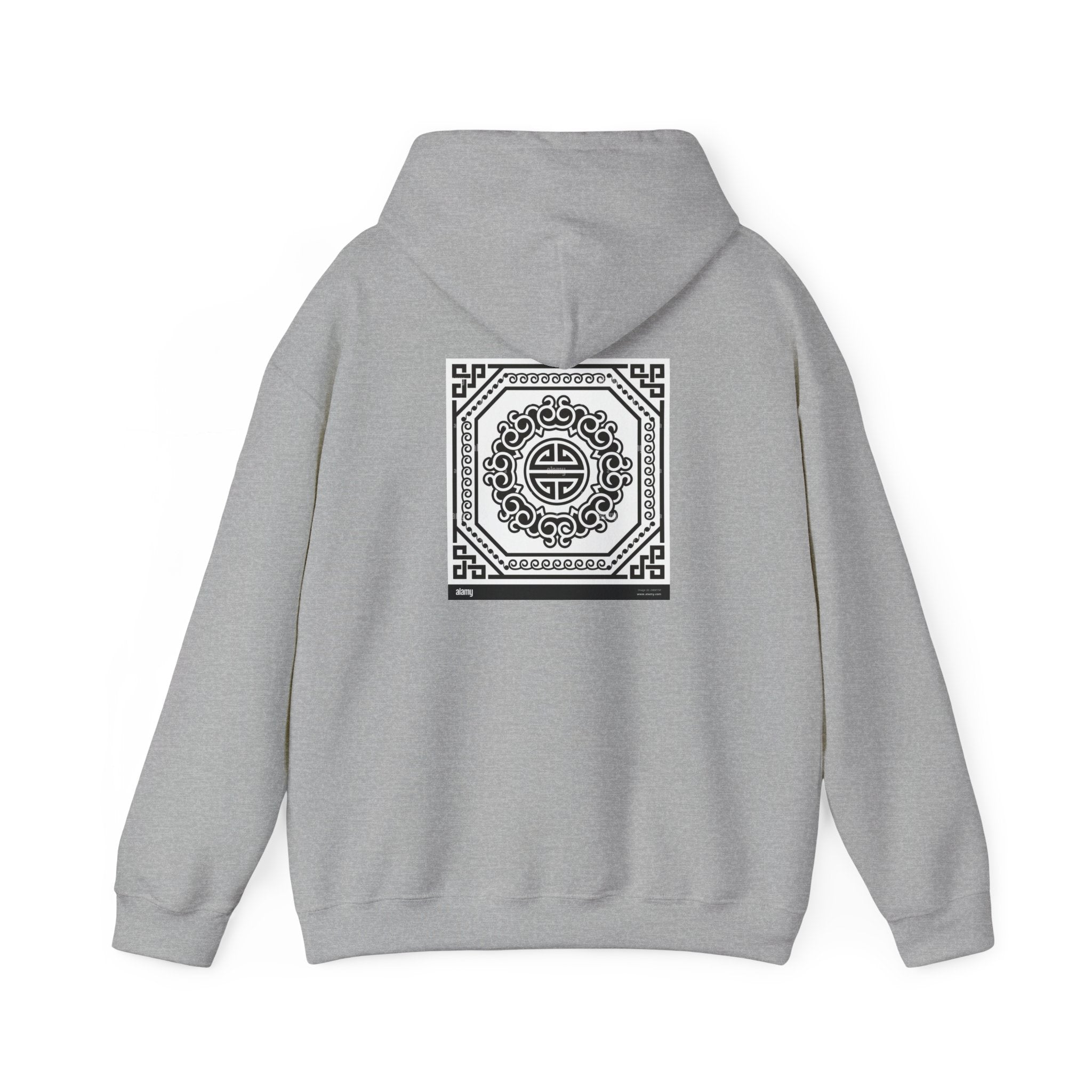 Uzbekistan Script Hoodie — Traditional Central Asian Pattern on Back