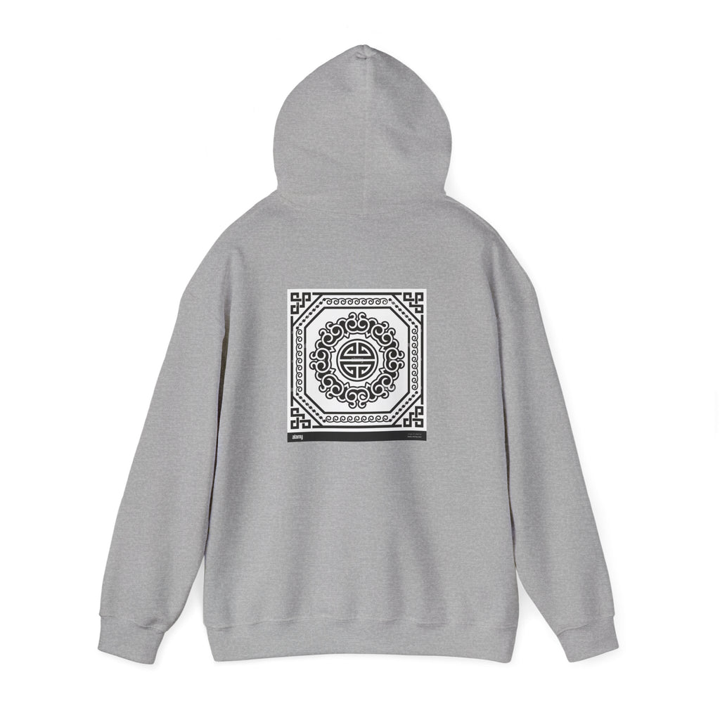 Uzbekistan Script Hoodie — Traditional Central Asian Pattern on Back
