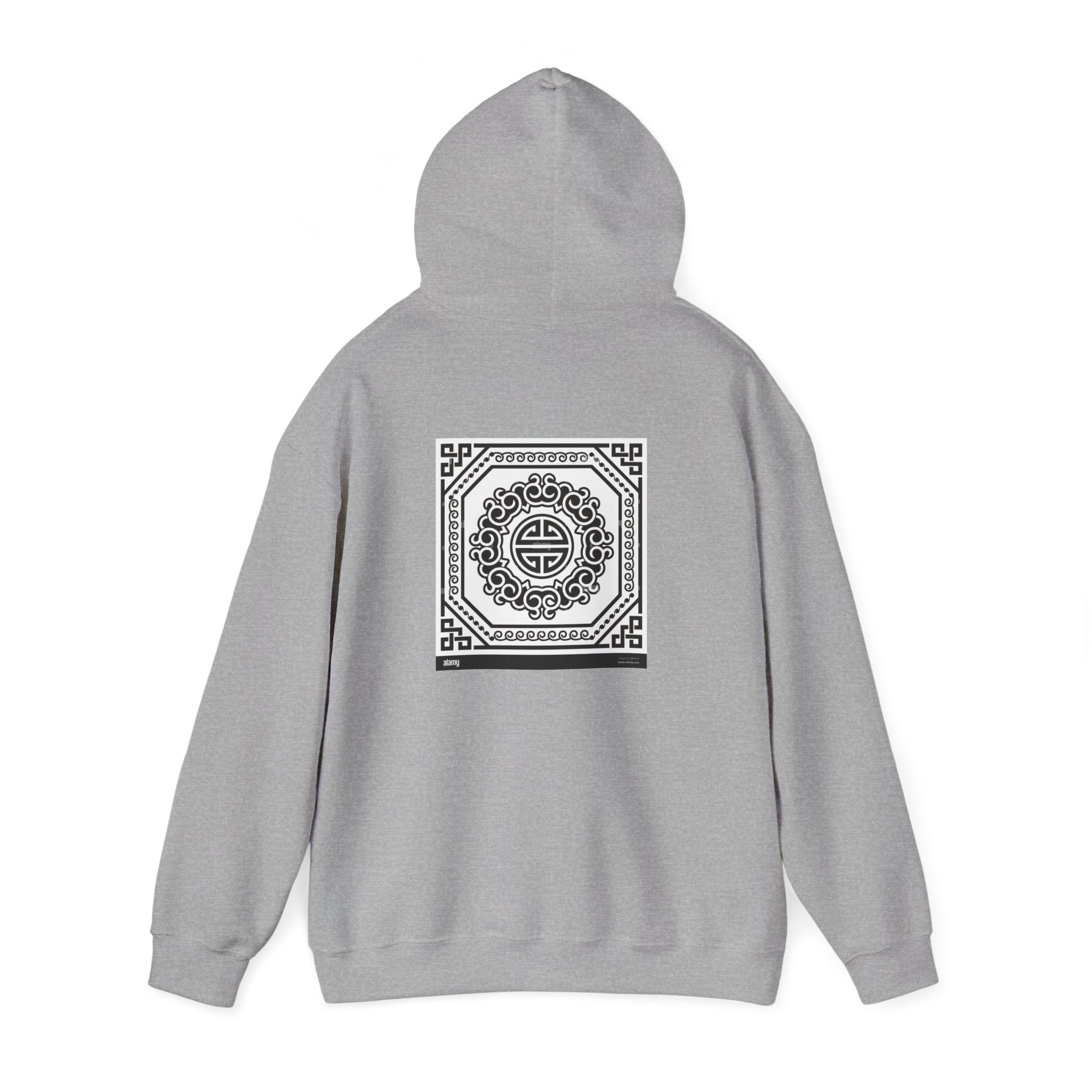 Uzbekistan Script Hoodie — Traditional Central Asian Pattern on Back