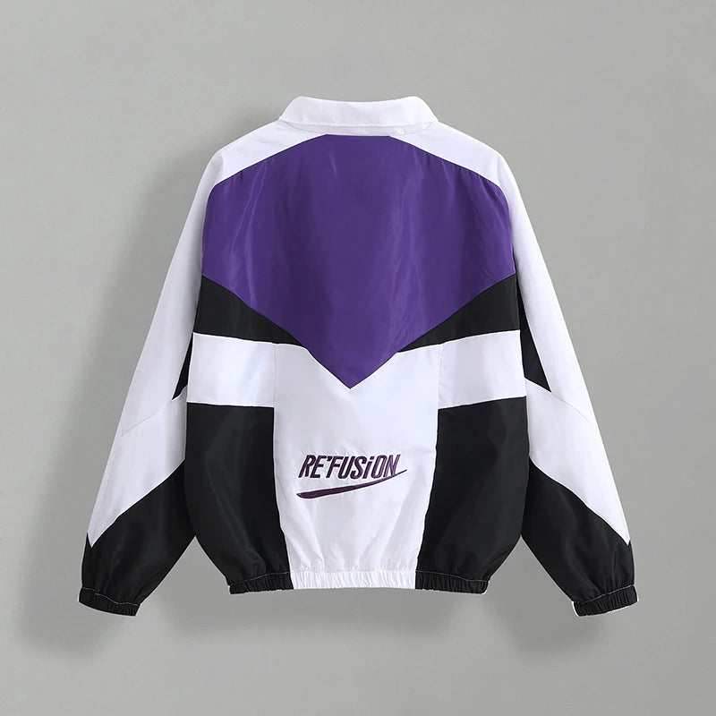 SilkVibe™ Retro Streetwear Windbreaker Jacket