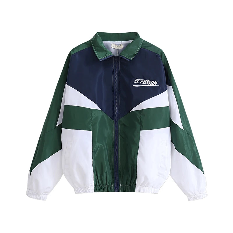 SilkVibe™ Retro Streetwear Windbreaker Jacket