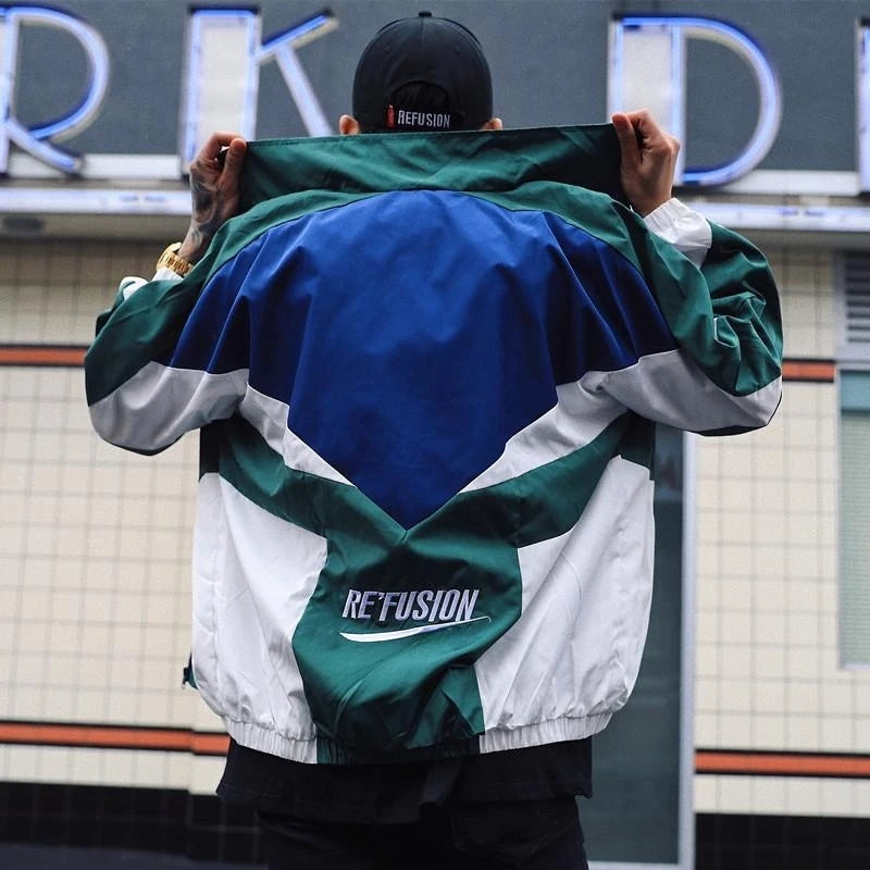 SilkVibe™ Retro Streetwear Windbreaker Jacket