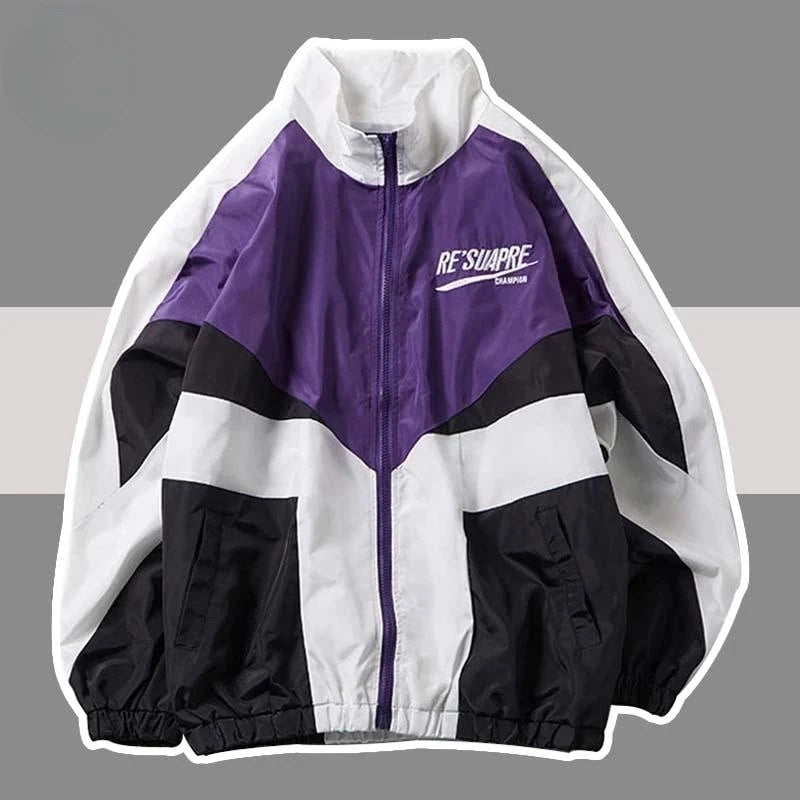 SilkVibe™ Retro Streetwear Windbreaker Jacket