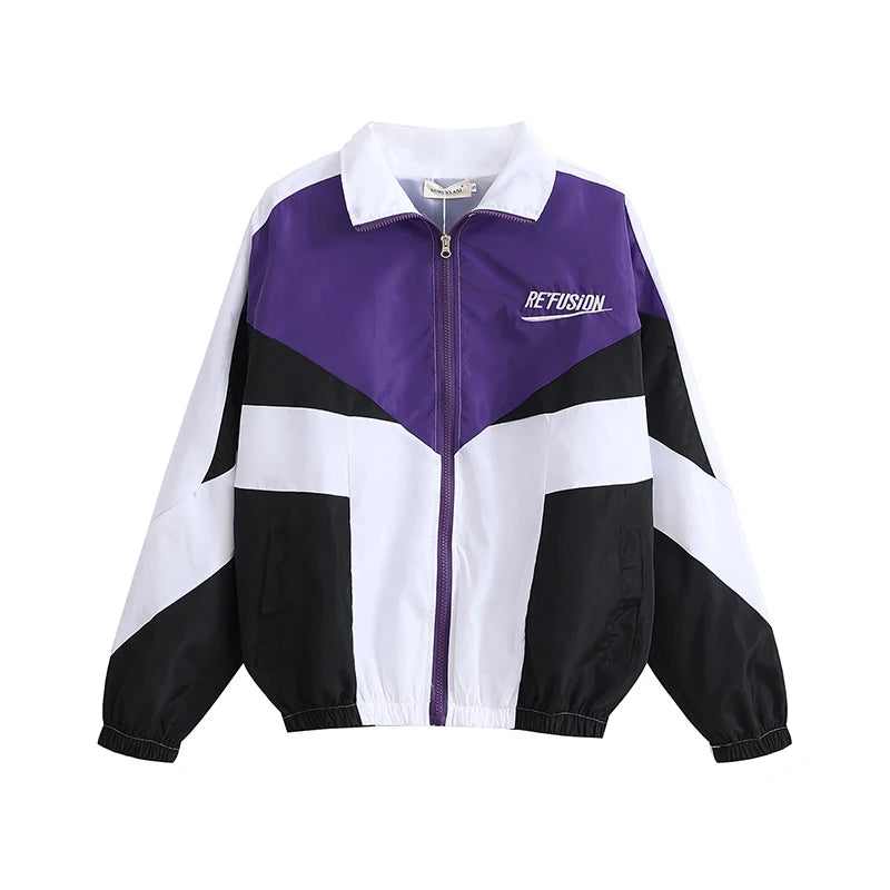 SilkVibe™ Retro Streetwear Windbreaker Jacket